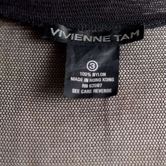 Elegant & Stunning Preloved Vintage Vivienne Tam Embellished Black Mesh Dress  L - Picture 6 of 7